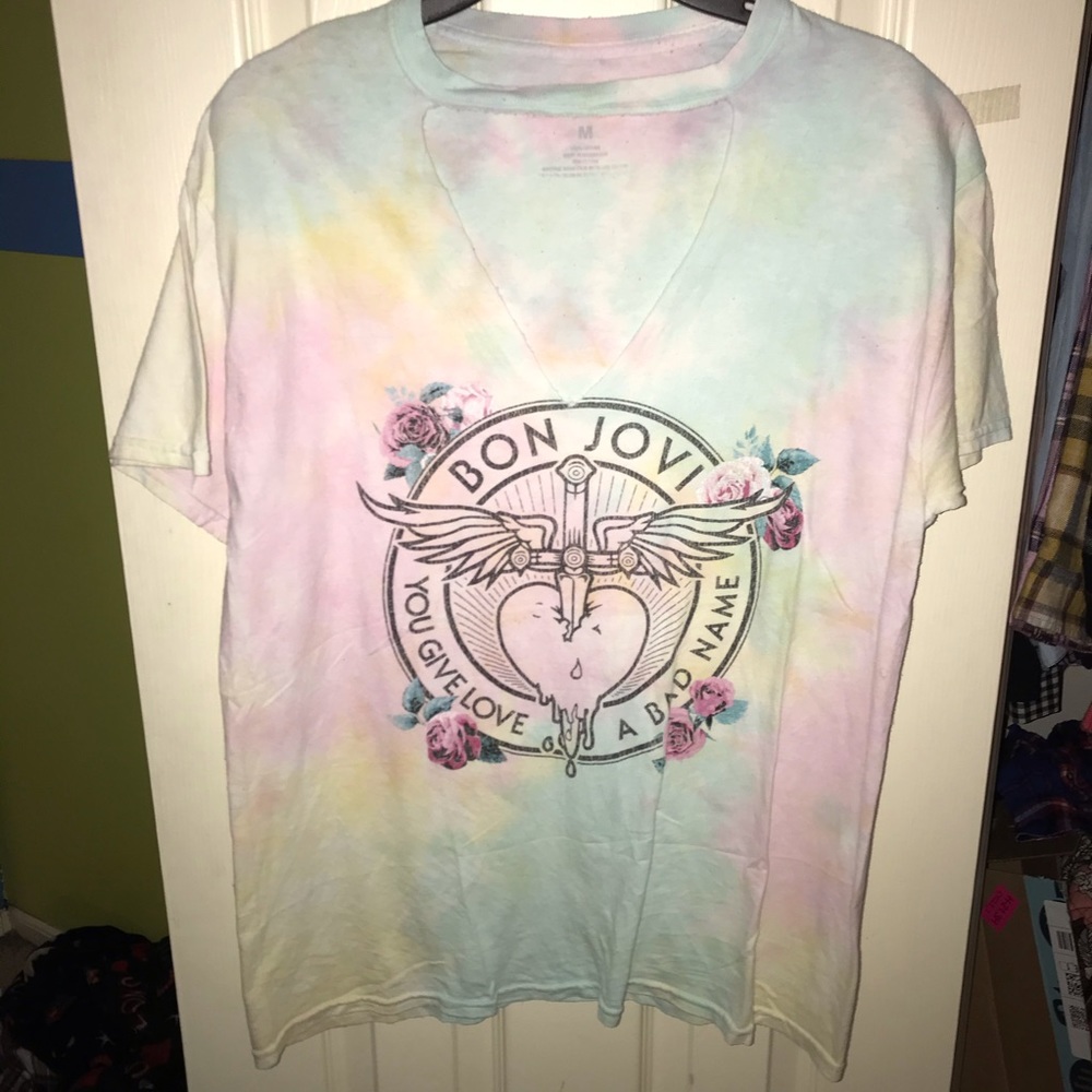BON JOVI TIE DYED CUT FRONT TEE